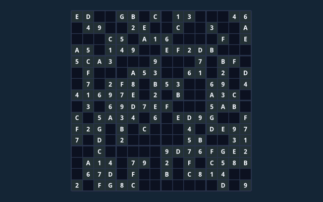 16x16 Sudoku game board