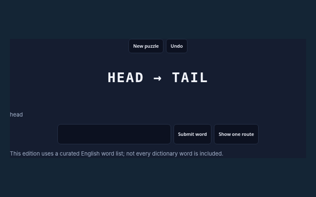 Word Ladder game board